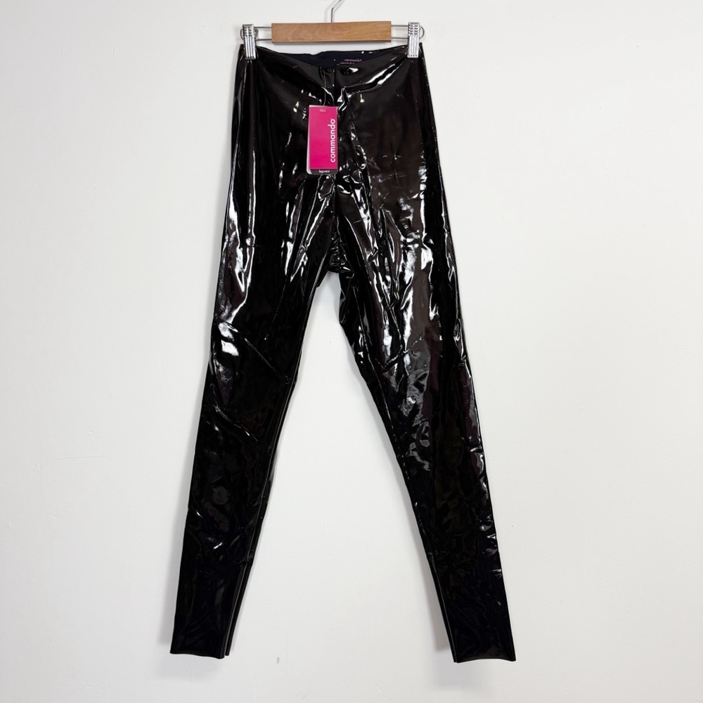 Commando Leggings Womens Small Black Faux Patent Leather Stretch Pants NWT $98